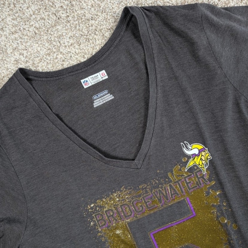 Womens Minnesota Vikings Bridgewater 5 NFL Football T-Shirt‎ 2XL XXL